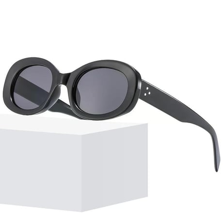 【 Select 】Retro Oval Flame Sunglasses (Black/Grey）