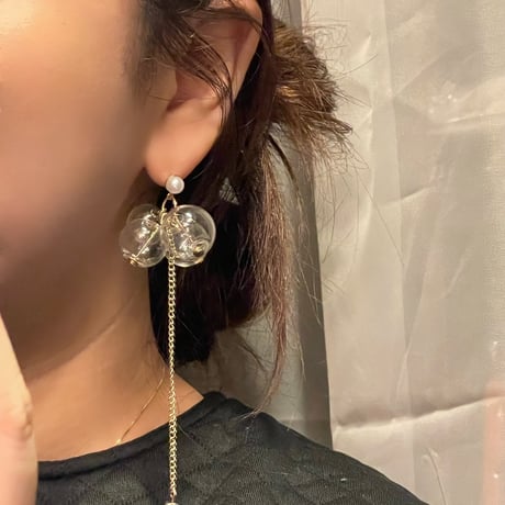 2404PR0707 / bubble ball asymmetrlong pierce （Gold）