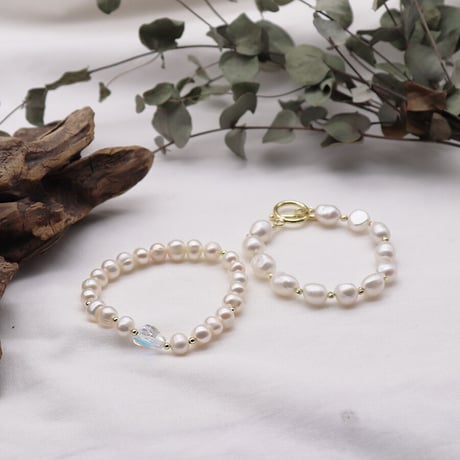Irregular Pearl Herat Charm Bracelet（Pearl）/ 2106-BR057