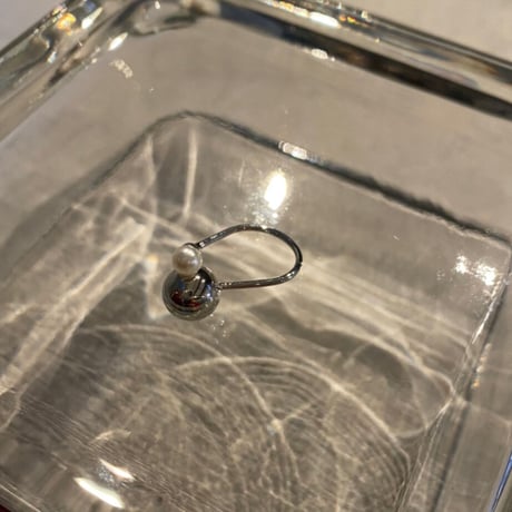 EC107/  Metal ball mini pearl Earcuff(Silver)