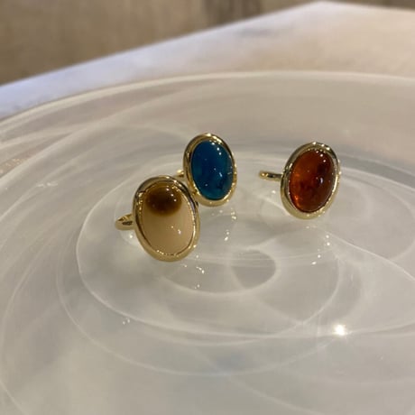 2212RG0270 / Oval acrylic color ring（Gold/Marble）