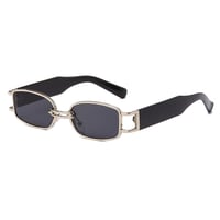 【 Select 】IM22SG034 / Metal Combination Rectangle Sunglasses (Silver/Smoke)