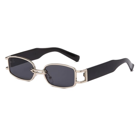 【 Select 】IM22SG034 / Metal Combination Rectangle Sunglasses (Silver/Smoke)