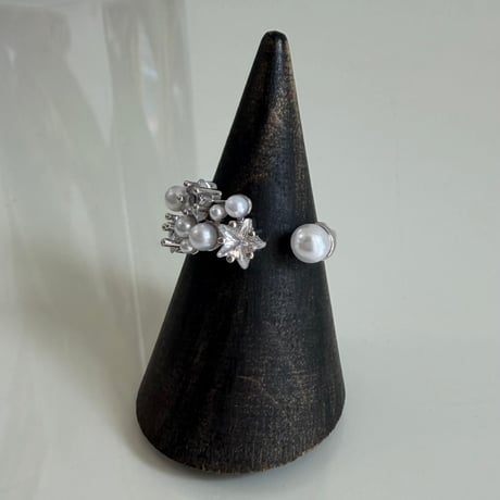 2606RG0812 / Star stone pearl ring（Silver）