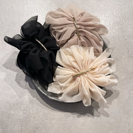 2304HA0018 /  Flower chiffon hair clip（Black）