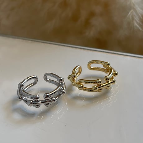 2408RG0510 / Splice Geometric Hollow Chain ring （Gold）
