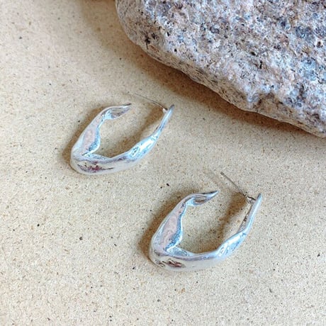 Vintage Oval Shape Open Hoop Pierce（Gold） / 2109_PR0264