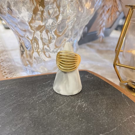 2306RG0291 / Wave layer line ring (Gold)