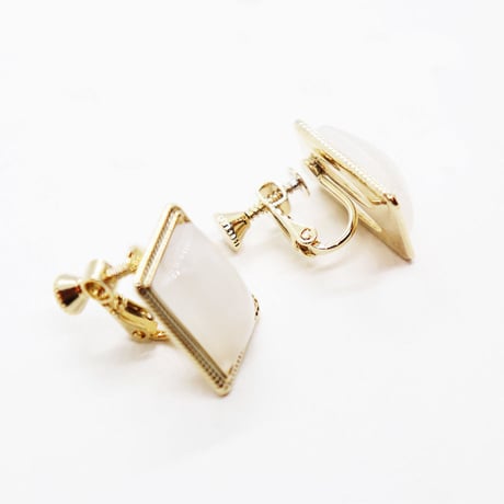 Square classical Earrings（WHITE）/  ER-029