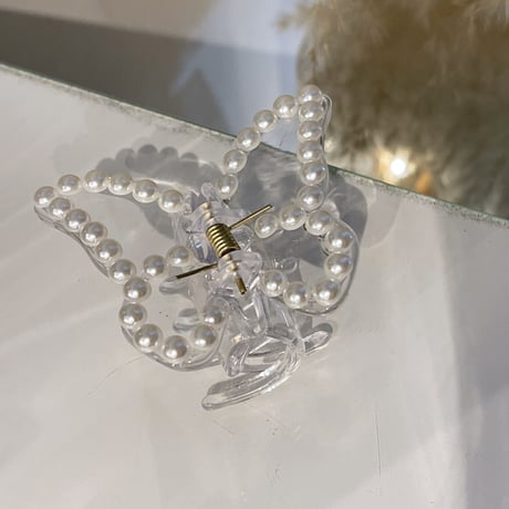 2309HA0029 / Pearl butterfly hair clip（Clear）