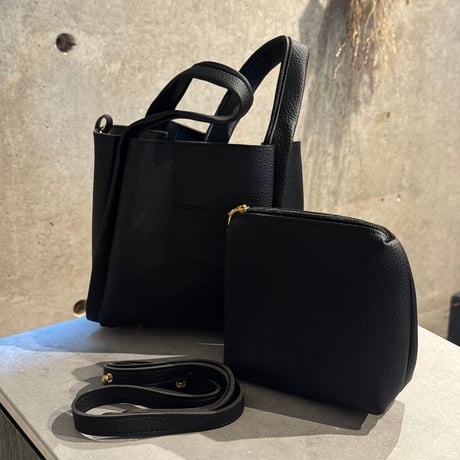 2509BG040(S) / Fake leather 2way sholder bag (Black)