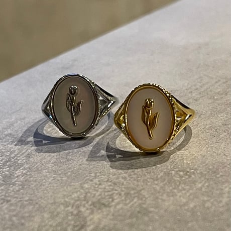 2602RG0734 / Oval Flower Shell Ring（Silver）