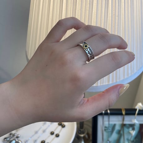 2508RG0671 / Craft Green Stone ring（Silver）