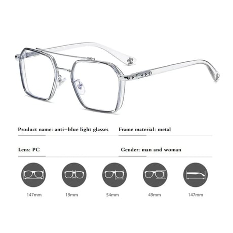 【 Select 】Double Bridge Square Sunglasses (Gray/Silver/Clear)