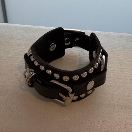 2606BR0139 / Leather Studs Bracelet（Black）