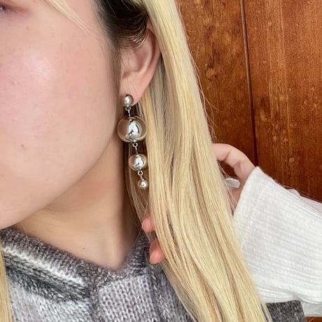 2405PR0716 / Mulch metal ball connect pierce （Silver）