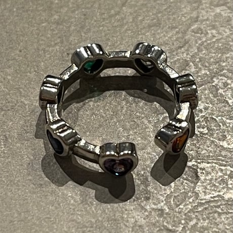 2504RG0618 / Heart motif colorful stone ring（Silver）