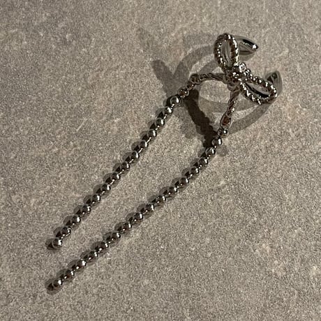2502EC016 / Mini ribbon chain Ear Cuff（Silver）