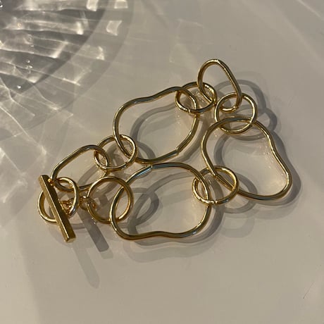 2402BR0027  / Thick Metal Link Chain Bracelet（Gold）