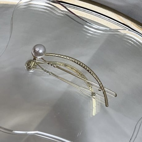 Metal curve pearl Hair clip（Pearl）/ HA-082