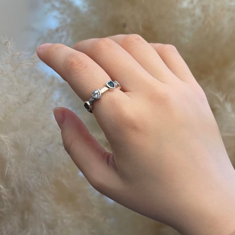 2504RG0618 / Heart motif colorful stone ring（Silver）