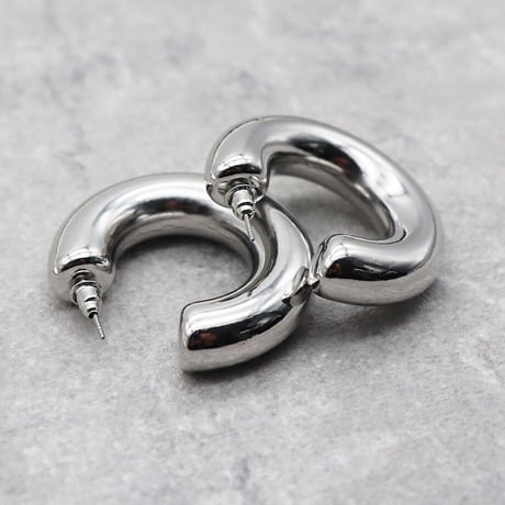 2102-PR008 / Metal Hoop Simple Pierce （SLV / M / 4cm）
