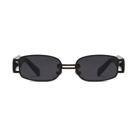 【 Select 】 Metal Combination Rectangle Sunglasses (All Black)