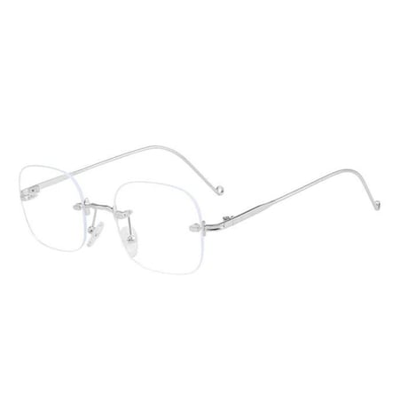 【 Select 】Metal Flame Rimless Oval Sunglasses (Silver/Clear)