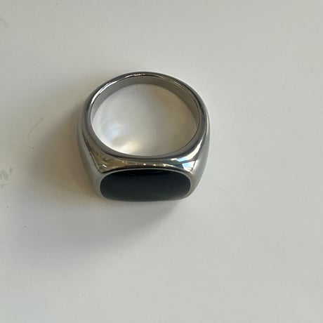 【Select】IM24AC_RG006 / Square stone ring（Silver/Black）