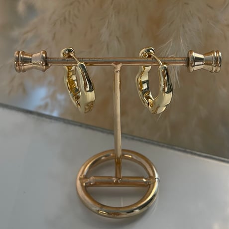 2404PR0691 / Craft wave oval hoop Pierce（Gold）