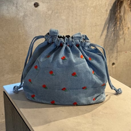 2507BG036(S)/  Flower denim  Bag (Light Blue)
