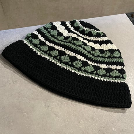 2504HW0084(S) / Crochet knit bucket hat（Black）