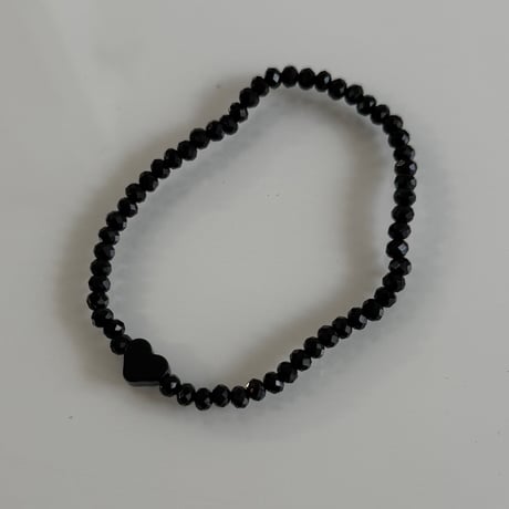 2603NC0379 / Point heart beads Bracelet Necklace Set（Black）