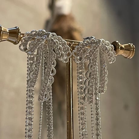 2601PR0836 / Stone Ribbon fringe pierce（Silver）