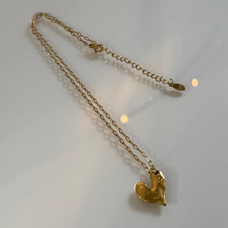 2603NC0382 / Craft Heart plate chain Necklace（Gold）