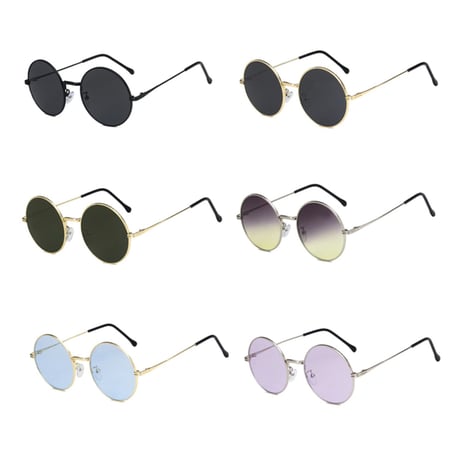 【 Select 】Retro Metal Frame Over Circle Sunglasses (Gold×Smoke)
