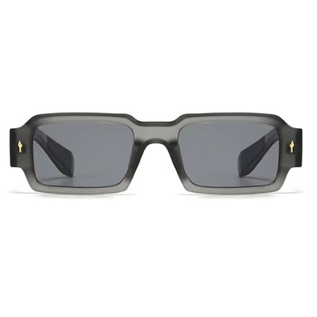【 Select 】Vintage Square Rivets Sunglasses (Frost Grey/Lt.Grey）