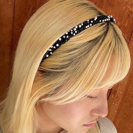 2409HA0081 /  Pearl stone headband（Black）