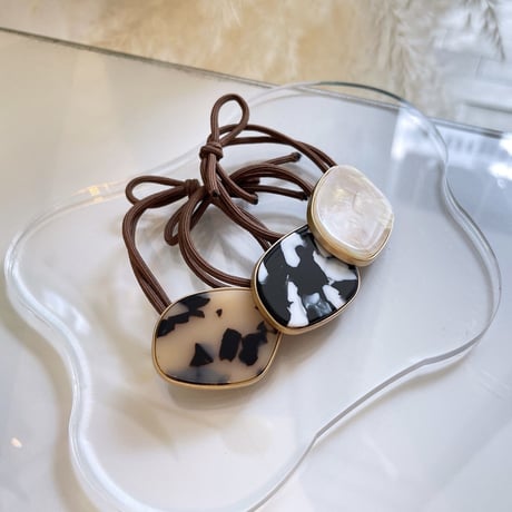 Marble design Hair tie（Black）/ HA-056
