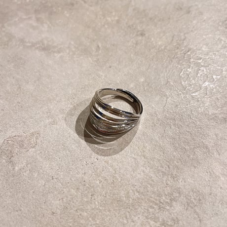 Layer curve line ring（Silver） / 2210-RG0215