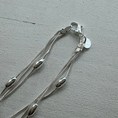 2604BR0127 / Beans layered chain Bracelet（Silver）