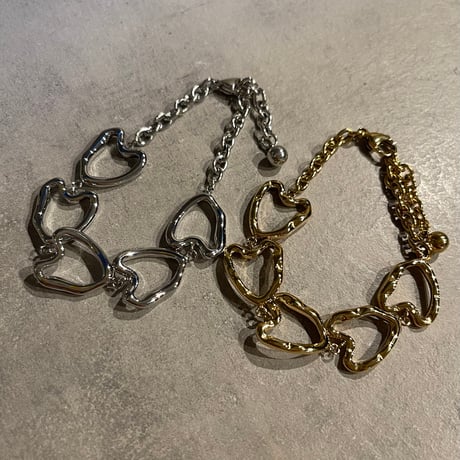 2508BR0092 / Heart motif Connect bracelet（Gold）