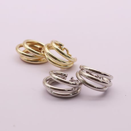 Three Line Vintage Clip Earrings（Gold） / 2107_ER067