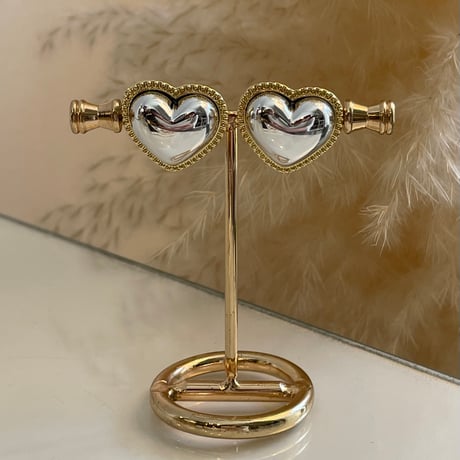 2405PR0721/  double color heart  pierce（Silver/Gold）