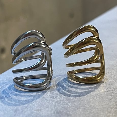2509RG0680/ Long Line Wave Ring（Gold）