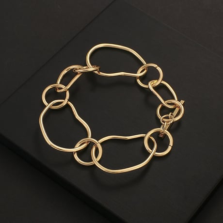 2402BR0027  / Thick Metal Link Chain Bracelet（Gold）