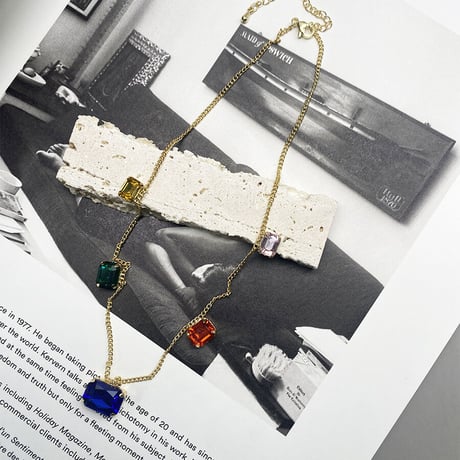 Bijous stone  Necklace（Gold）/ 2110-NC114