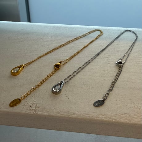 2605NC0391 / Drop stone Necklace（Silver）