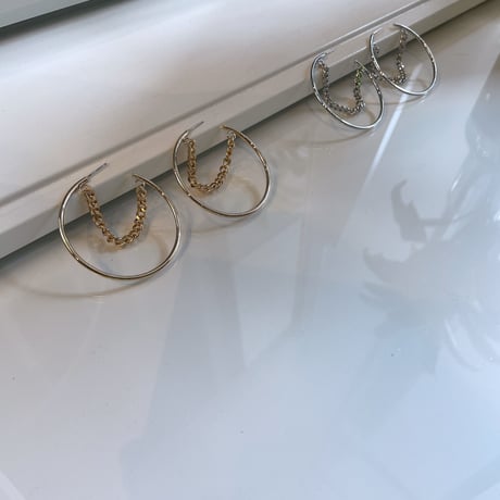 2202_PR0439 / Chain ×hoop pierce（Gold）