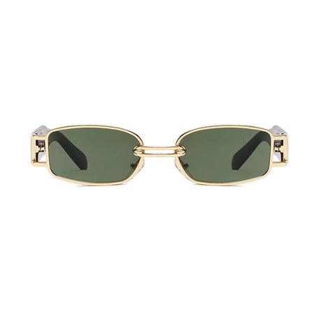 【 Select 】 IM22SG034 / Metal Combination Rectangle Sunglasses (Gold/Green)